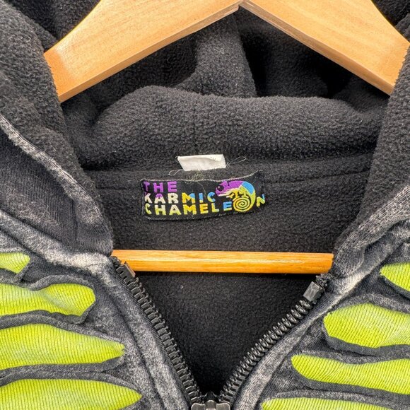 Karmic Chameleon Zipper Sweater Jacket Unisex‎ Medium Black Rasta Fleece Lined - Picture 5 of 9